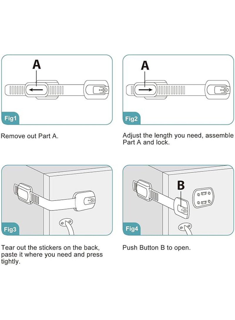 Generic - Baby Safety Locks With Adjustable Strap and Latch System, 6-Piece - Image 1