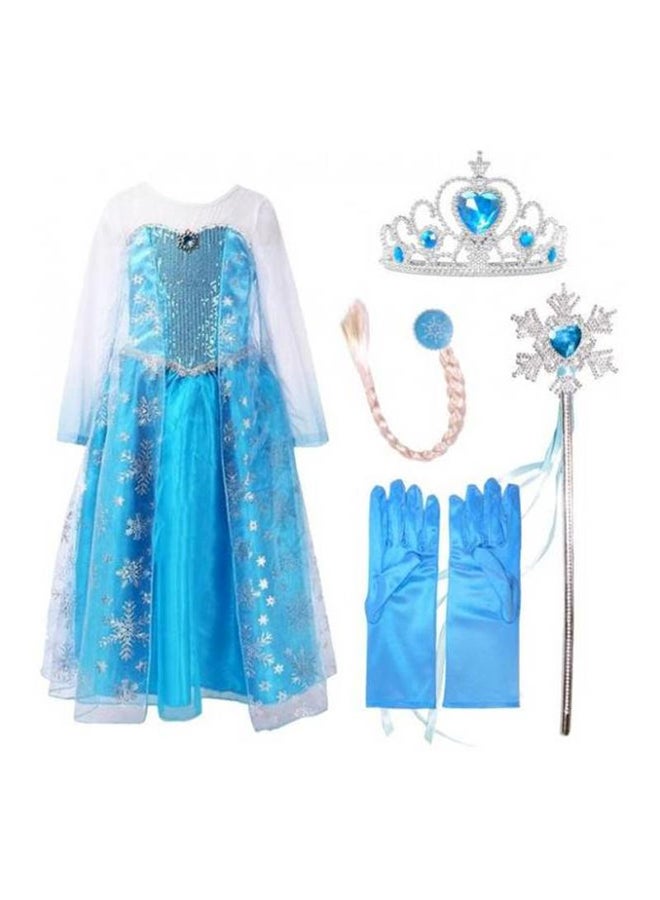 Fairytale Princess Frozen Breathable Themed Party Fancy Dress Cosplay Costume With Accessories - Image 1
