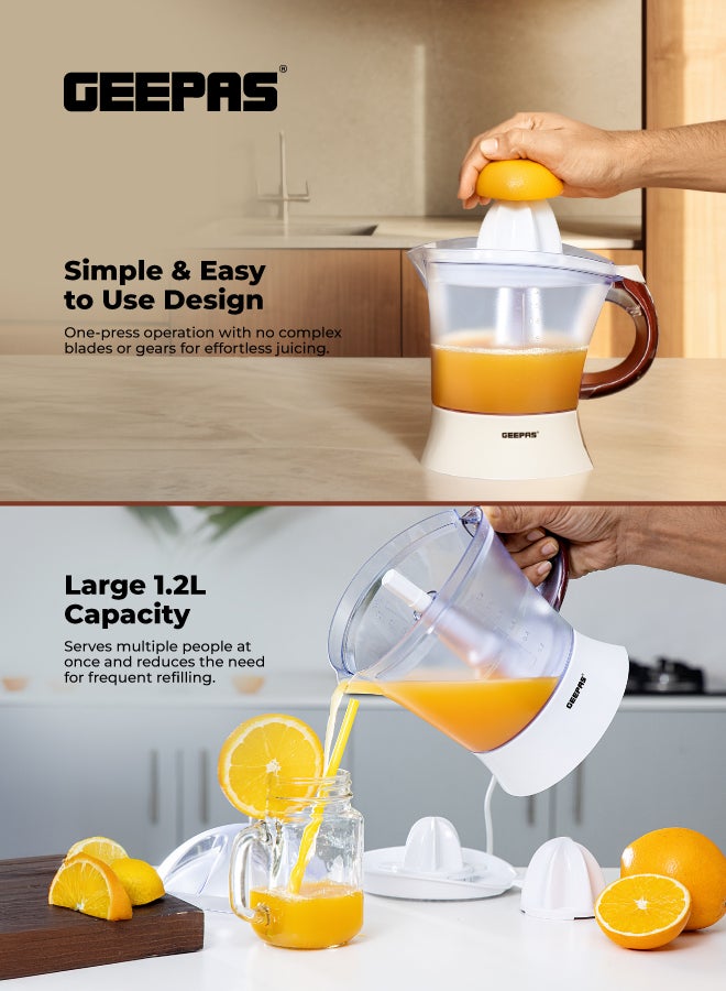 جيباس عصارة حمضيات - عصائر سريعة وصحية ومغذية - مع قمعين 1.2 L 25 W GCJ5384 أبيض - Image 3