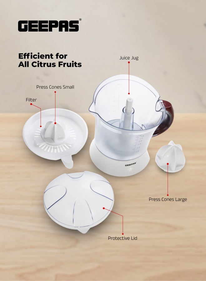 جيباس عصارة حمضيات - عصائر سريعة وصحية ومغذية - مع قمعين 1.2 L 25 W GCJ5384 أبيض - Image 4