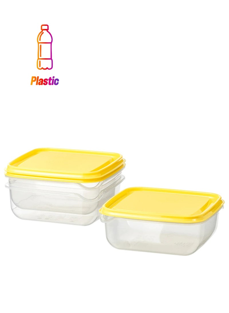 Pruta 3-Piece Food Container Set Yellow/Clear 14x14x6cm - Image 1