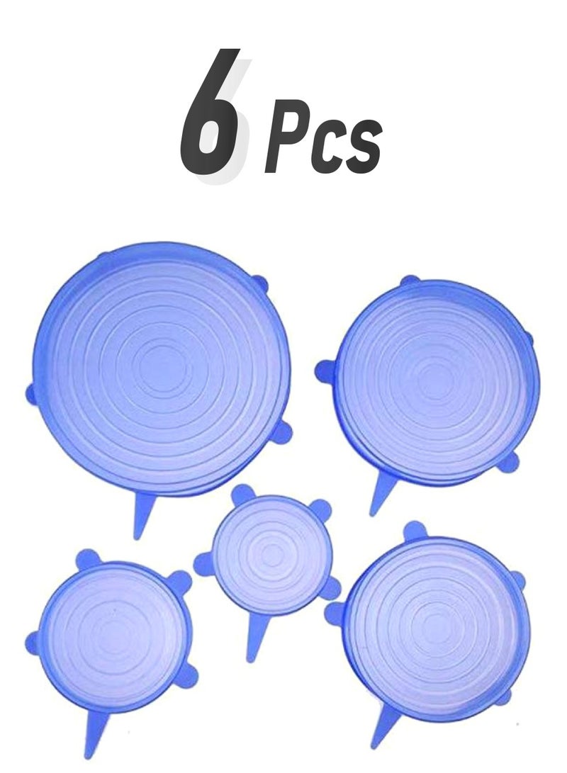 6-Piece Stretch Lids Blue 6-Piece  - Image 1