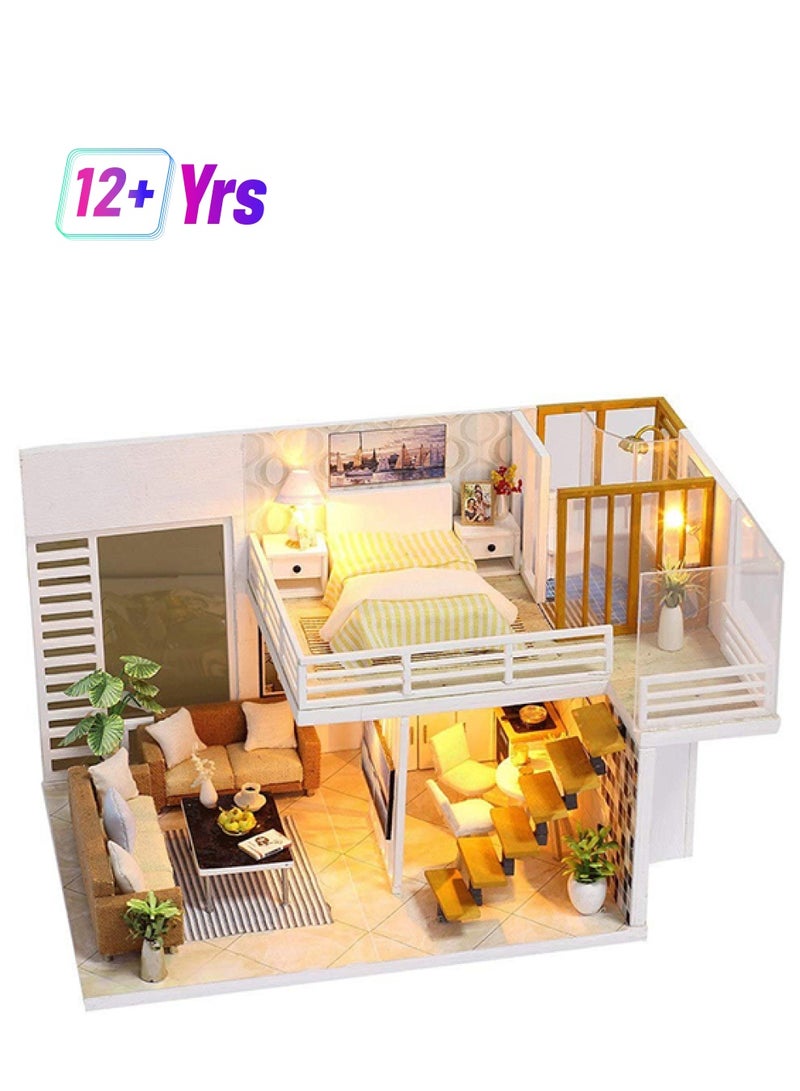 مجسم منزل الدمية المصغر بتصميم بسيط وأنيق، يمكنك تركيبه بنفسك 111279 12 سنوات - Image 1