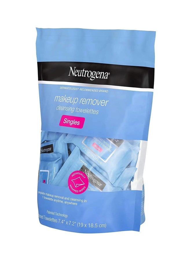 Neutrogena Makeup Remover Cleansing Towelette Singles Daily Face Wipes To Remove Dirt 20 Count (Pack Of 2) Blue 7.4 x 7.2 inchesinch - Image 2