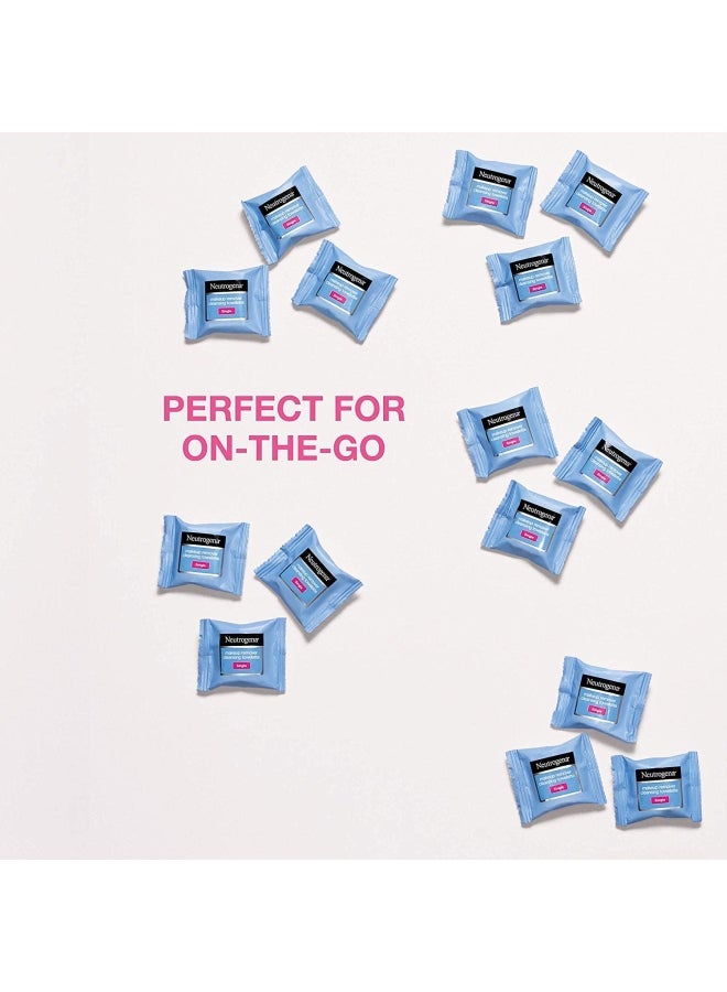 Neutrogena Makeup Remover Cleansing Towelette Singles Daily Face Wipes To Remove Dirt 20 Count (Pack Of 2) Blue 7.4 x 7.2 inchesinch - Image 5