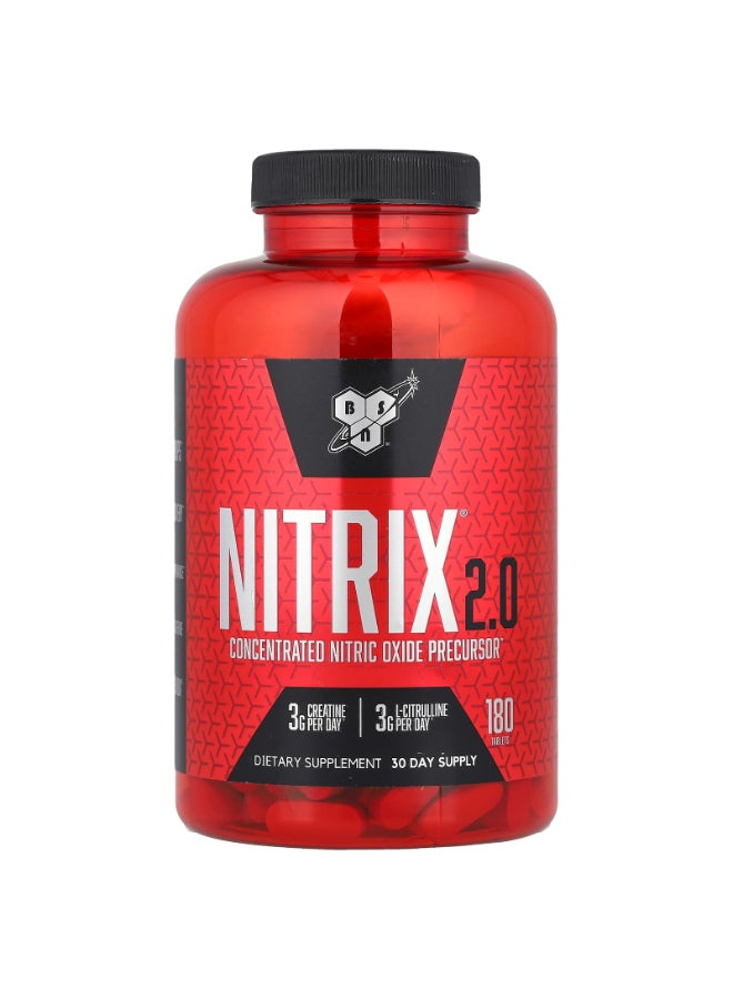 BSN Nitrix 2.0, Concentrated Nitric Oxide Precursor, 180 Tablets - Image 1