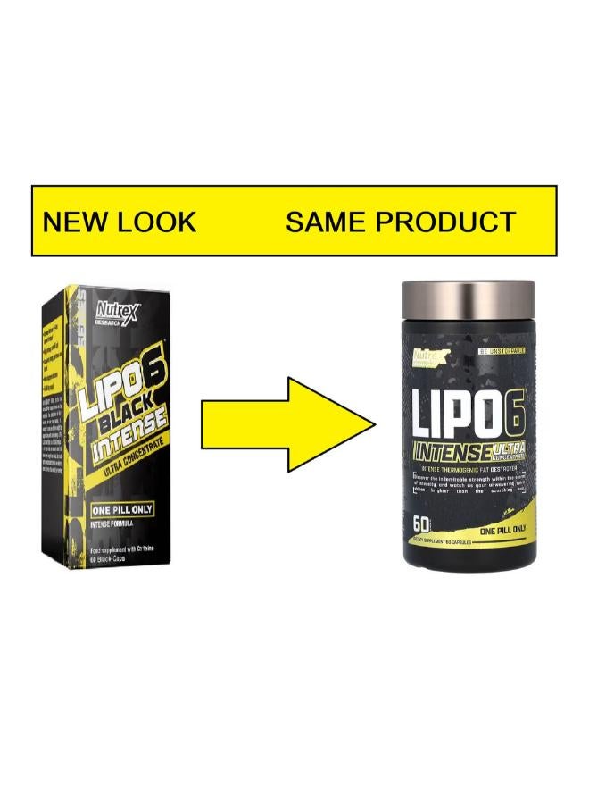 Nutrex Research - Lipo-6 Black Ultra Concentrate Intense Fat Burner Supplement - 60 Capsules - Image 1