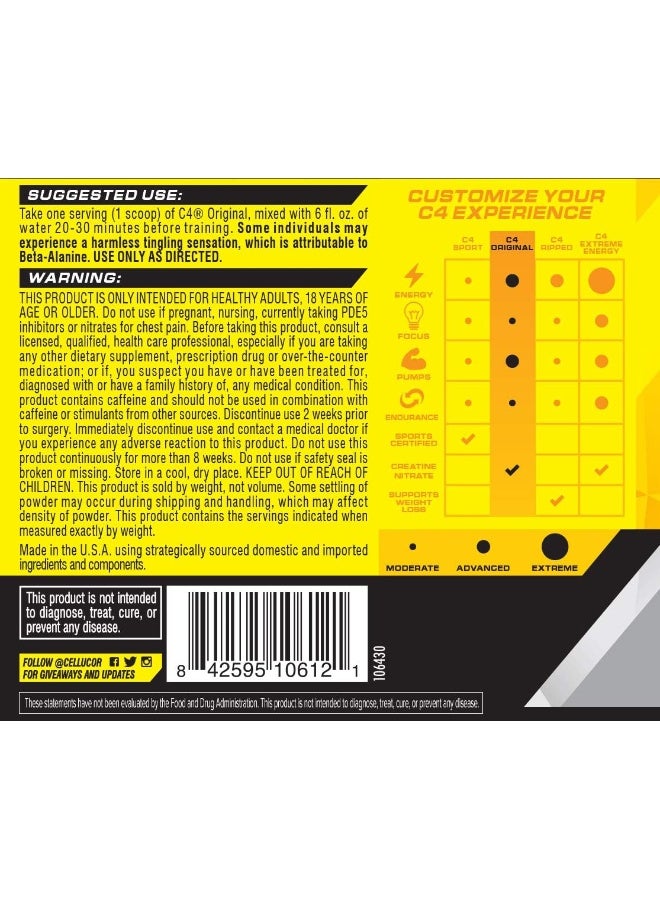 CELLUCOR C4 Original Explosive Pre-Workout - Pink Lemonade - 60 Servings 390 Gm  - Image 3