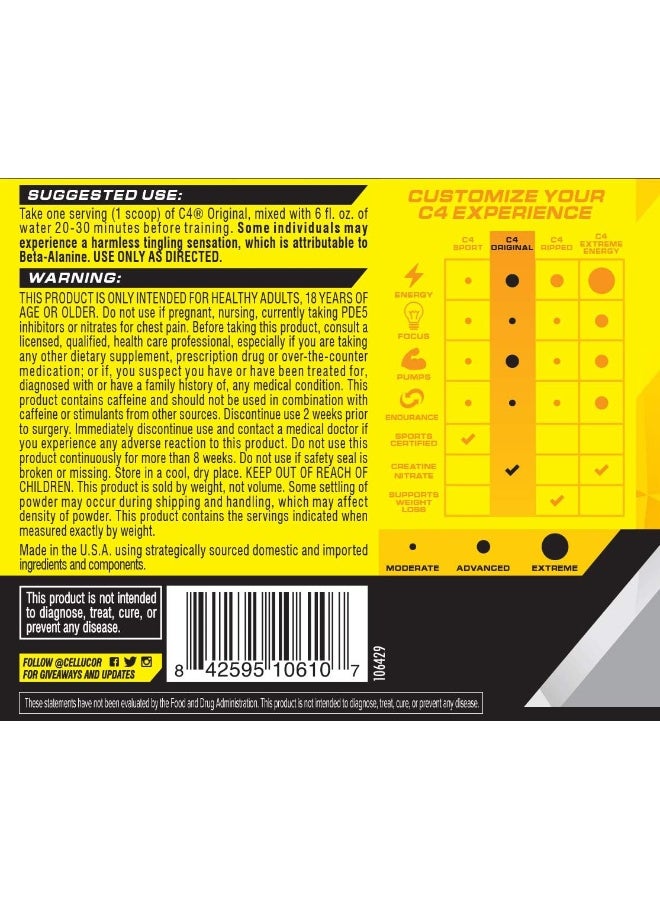 CELLUCOR C4 Original Explosive Pre-Workout - Orange Brust - 60 Servings  390 Gm  - Image 3