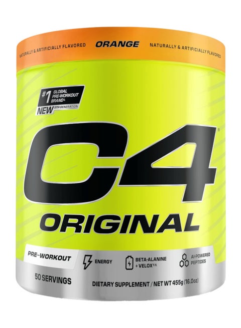 Original Pre Workout Powder Energy Drink Supplement For Men And Women with Creatine, Caffeine, Nitric Oxide Booster, Citrulline And Beta Alanine Orange Brust - 50 Servings - Packaging May Vary