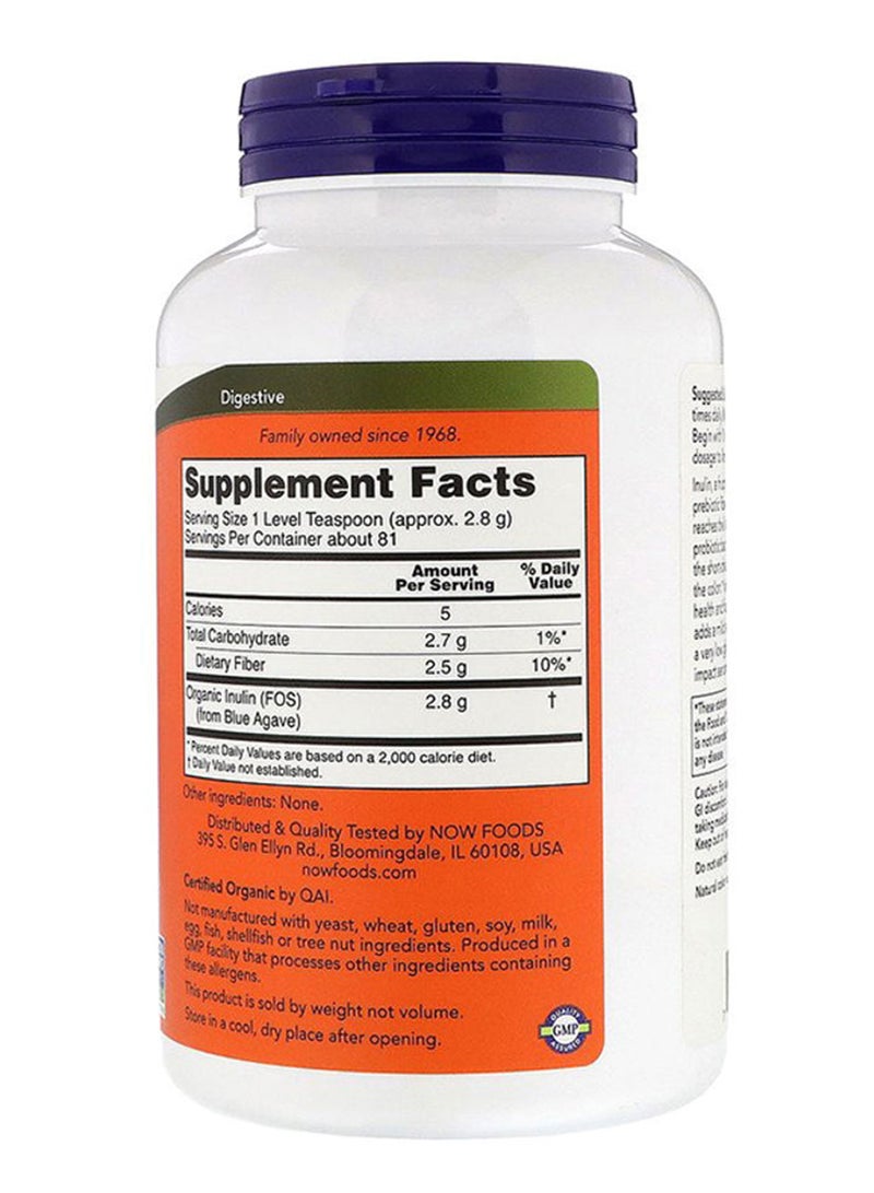 Certified Organic Inulin Prebiotic Pure Powder 227 g