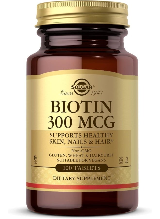 Solgar Biotin 300 mcg - 100 Tablets Packaging May Vary - Image 1