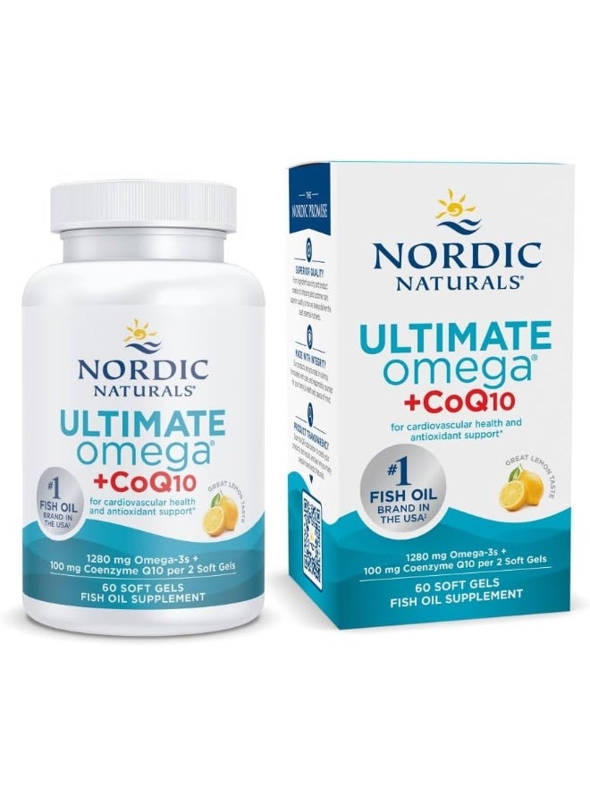 NORDIC NATURALS Ultimate Omega + CoQ10, Lemon, 60 Soft Gels  - Image 1