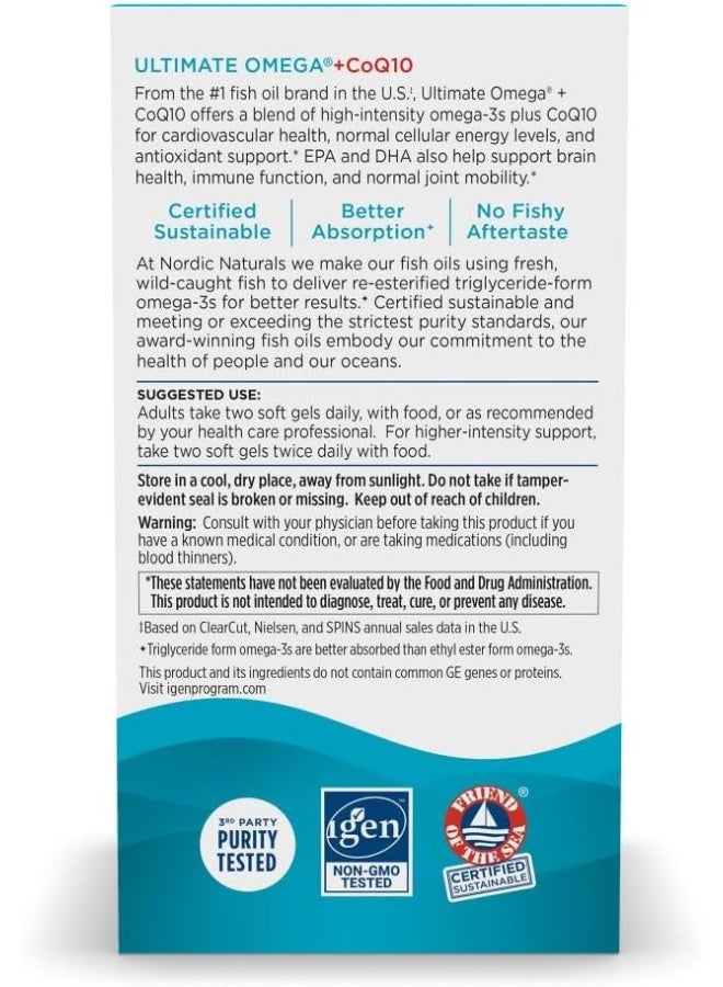NORDIC NATURALS Ultimate Omega + CoQ10, Lemon, 60 Soft Gels  - Image 3