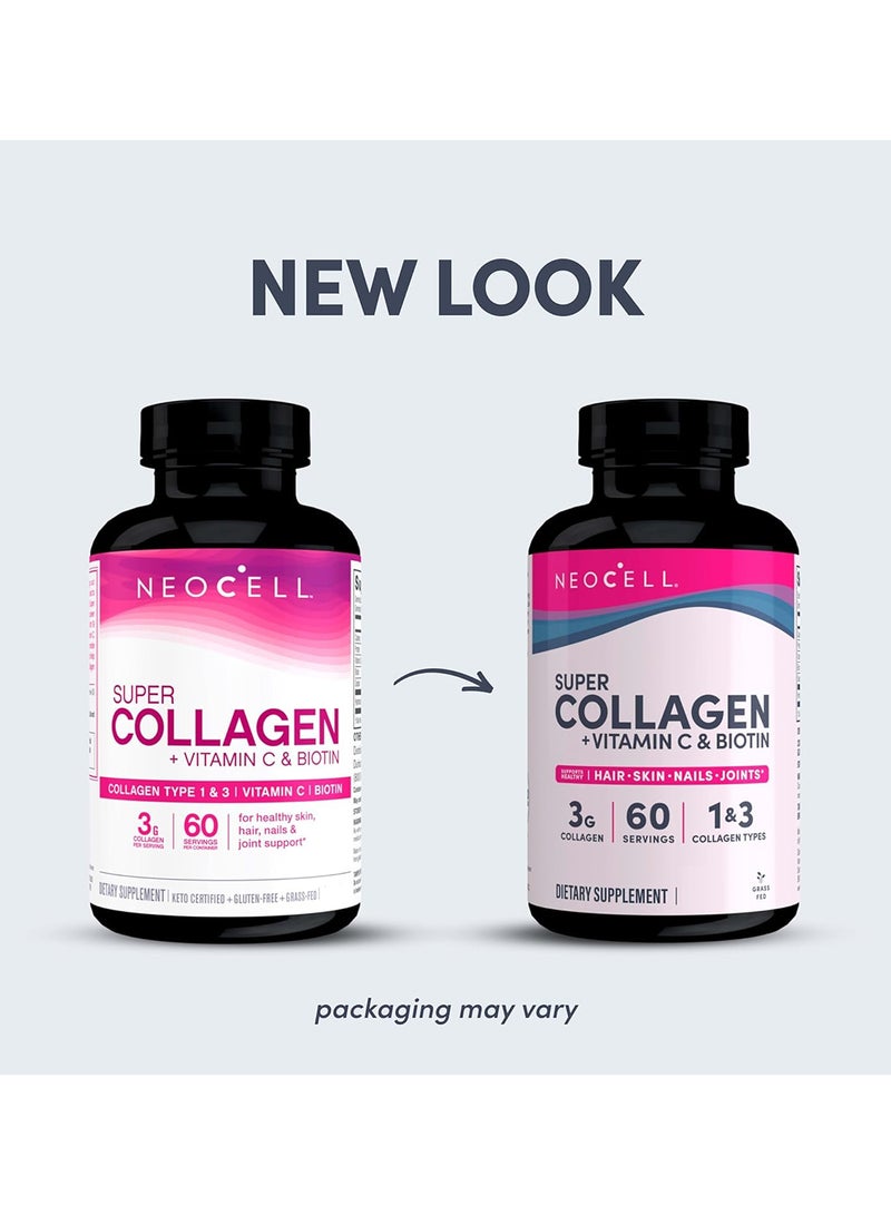 NEOCELL - Grassfed Collagen Peptides + C And Biotin 270 Caplets - Image 1