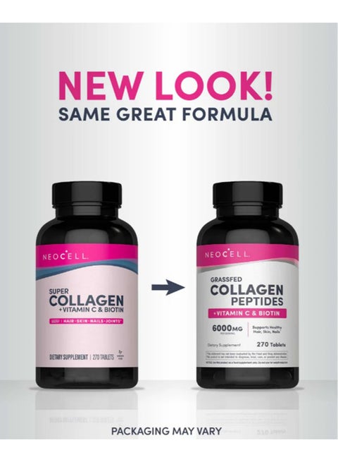 Grassfed Collagen Peptides + C And Biotin 270 Caplets