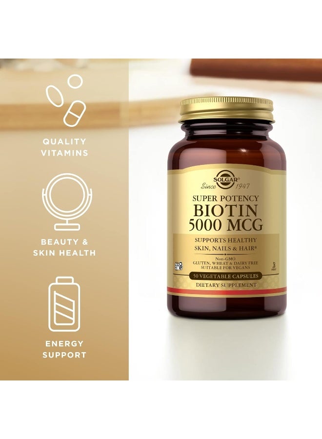 Biotin 5000 Mcg, 50 Vegetable Capsules