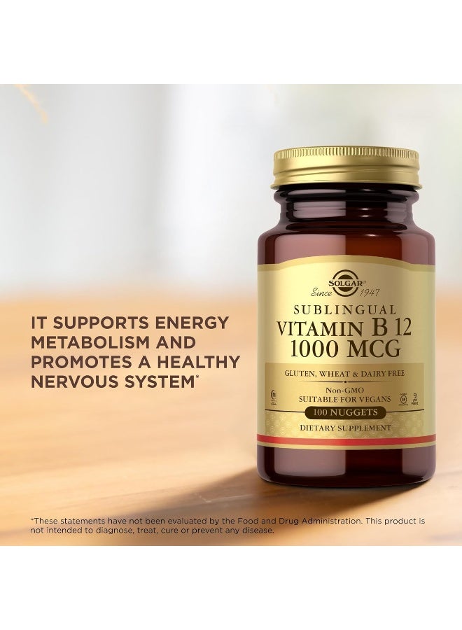 Solgar - Sublingual Vitamin B12, 1000 mcg - 100 Nuggets - Image 1