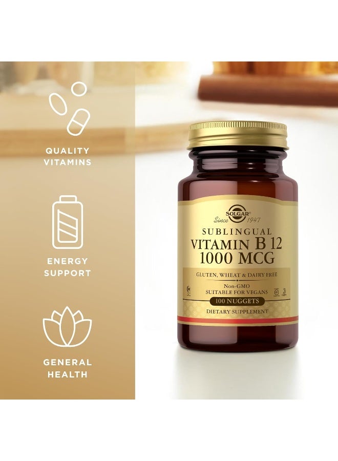 Solgar - Sublingual Vitamin B12, 1000 mcg - 100 Nuggets - Image 1