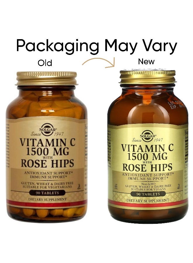 Solgar Vitamin C with Rose Hips, 1,500 mg, 90 Tablets Packaging May Vary - Image 3