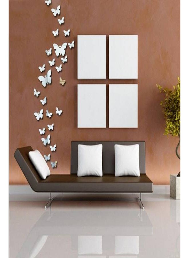 25 PCS Removable Crystal Acrylic Mirror Butterfly Wall Decals Fashion DIY Home Decorations Silver - Image 3