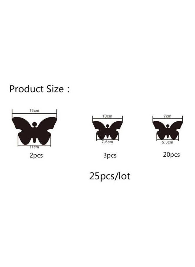 25 PCS Removable Crystal Acrylic Mirror Butterfly Wall Decals Fashion DIY Home Decorations Silver - Image 2