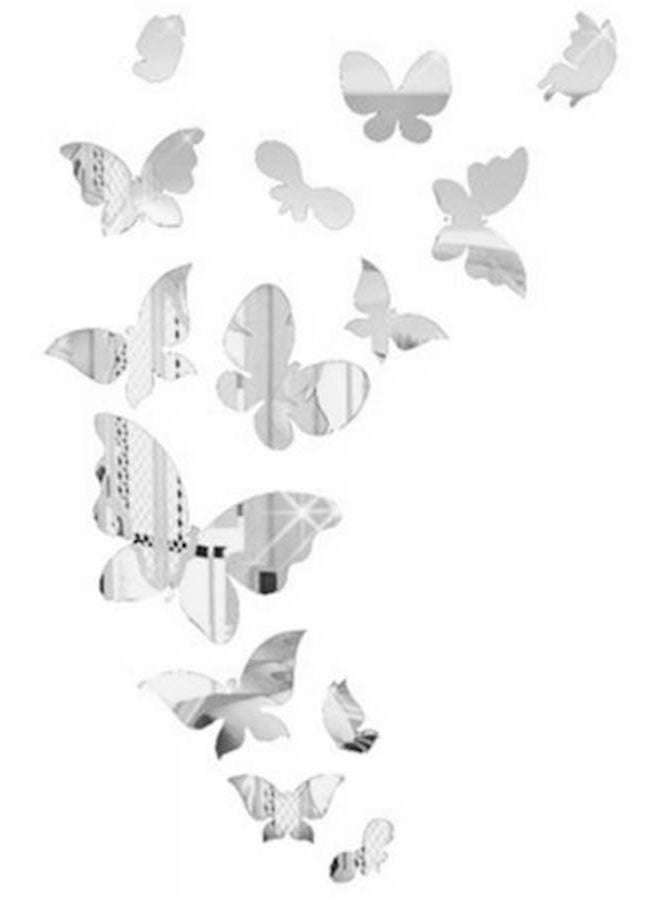 25 PCS Removable Crystal Acrylic Mirror Butterfly Wall Decals Fashion DIY Home Decorations Silver - Image 5