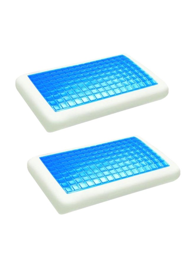 2-Piece Gel Memory Foam Pillow Set Foam Blue/White 40x70cm - Image 1