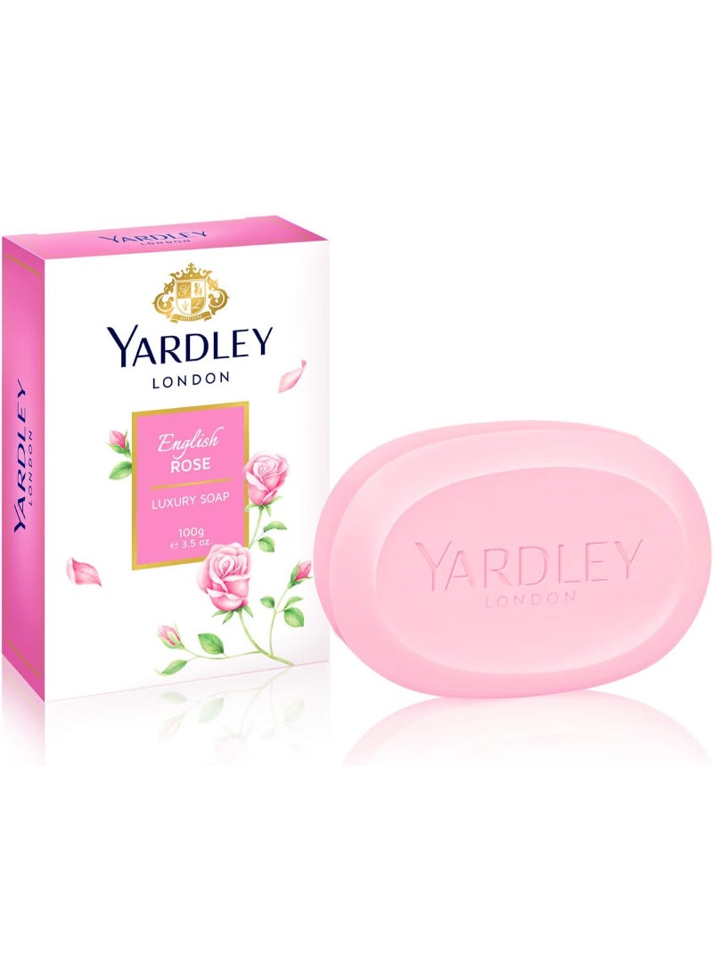 ياردلي مجموعة صابون الورد الإنجليزي الفاخر مكونة من 3 قطع وردي 100جرام - Image 2