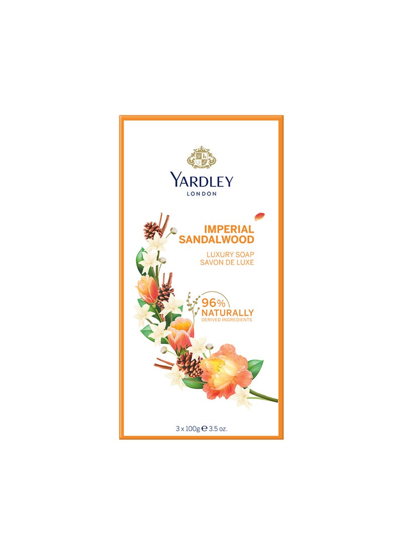 Yardley 3-Piece Sandalwood Luxury Soap Set 100grams  - Image 1