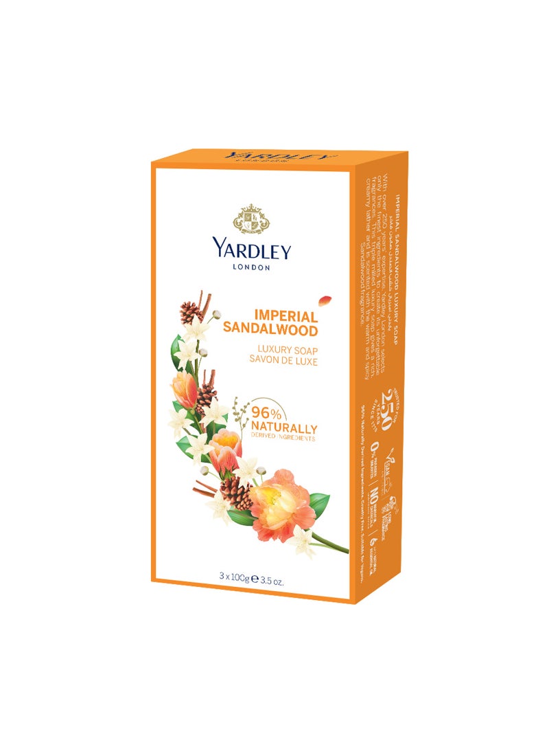 Yardley 3-Piece Sandalwood Luxury Soap Set 100grams  - Image 2