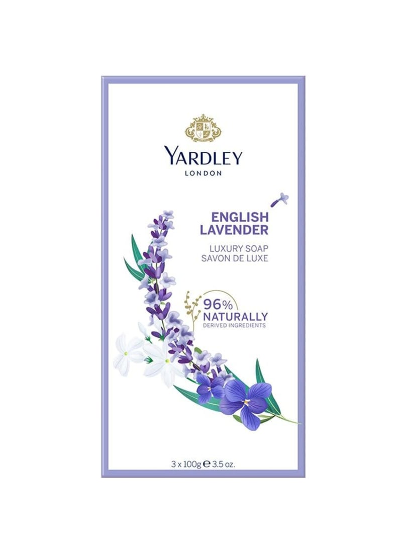 ياردلي مجموعة صابون فاخر باللافندر الإنجليزي مكونة من 3 قطع أرجواني 3 x 100جرام - Image 1