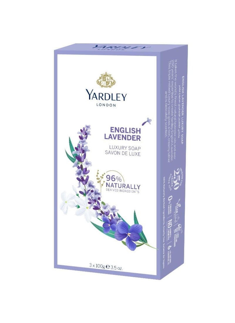 ياردلي مجموعة صابون فاخر باللافندر الإنجليزي مكونة من 3 قطع أرجواني 3 x 100جرام - Image 3