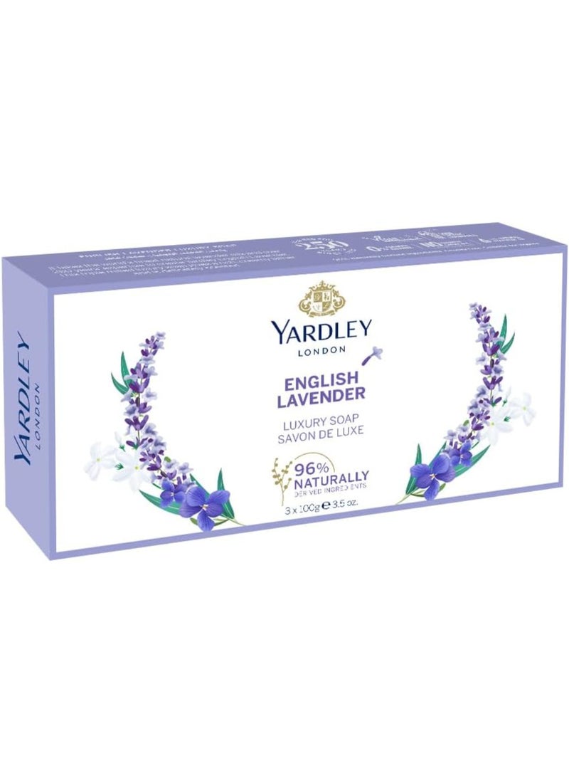 ياردلي مجموعة صابون فاخر باللافندر الإنجليزي مكونة من 3 قطع أرجواني 3 x 100جرام - Image 2