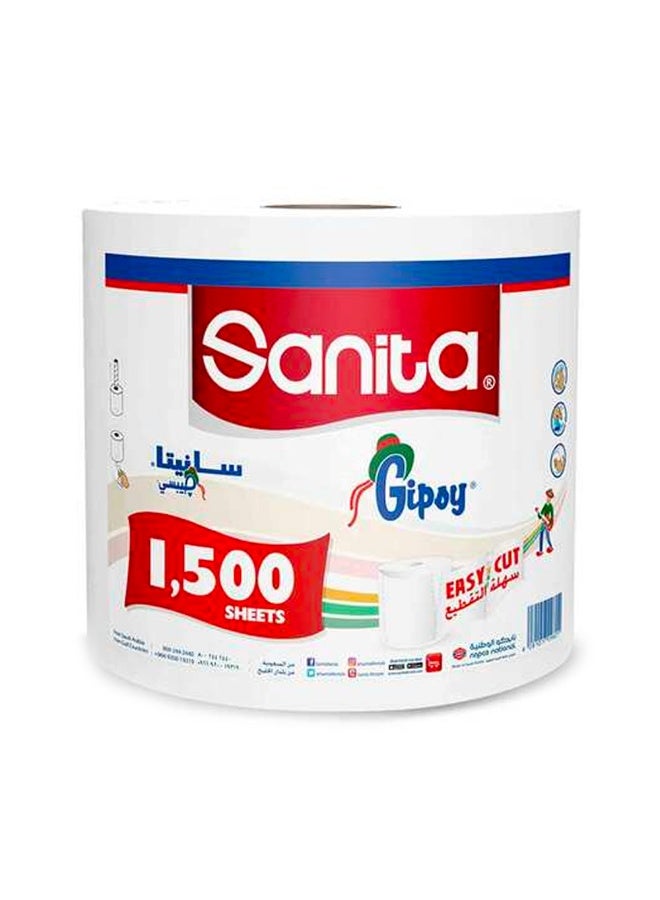 سانيتا مناشف ورقية جيبسي ماكسي 1500 قطعة أبيض - Image 1