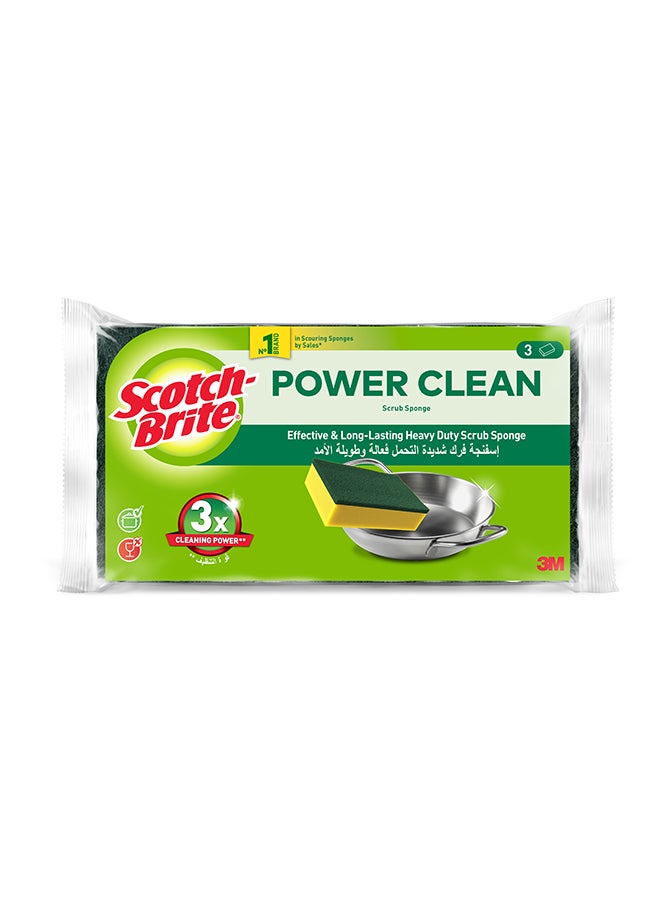 Scotch Brite Brite Heavy Duty Sponge Scourer 3 Pieces Green  - Image 1