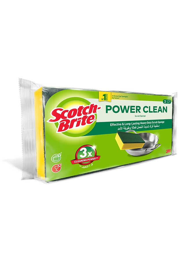 Scotch Brite Brite Heavy Duty Sponge Scourer 3 Pieces Green  - Image 2