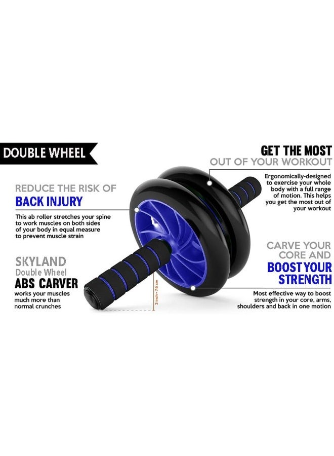 SkyLand Abdominal Exercise Wheel Roller With Mat Black/Blue 0.8kg 0.8kg  - Image 4