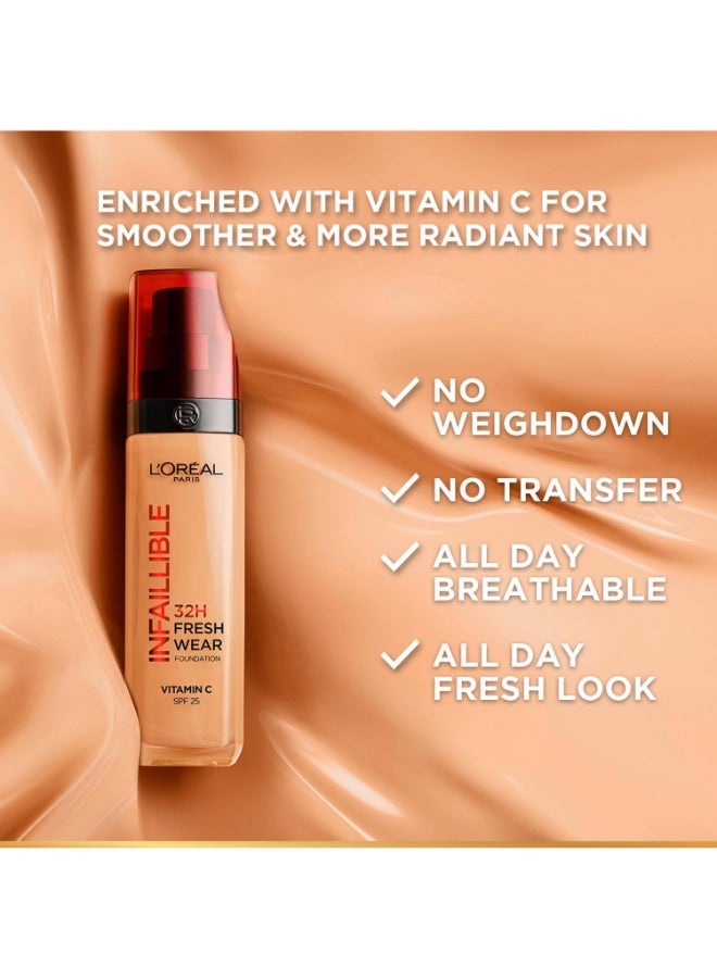 L'OREAL PARIS Infaillible 32H Fresh Wear Foundation -Spf 25 + Vitamin C 145 Cool Rose  - Image 5
