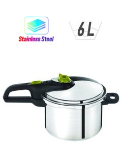 Tefal 6 Liter Stainless Steel Secure 5 Neo Pressure Cooker,  - P2530742 Silver/Black  - Image 1