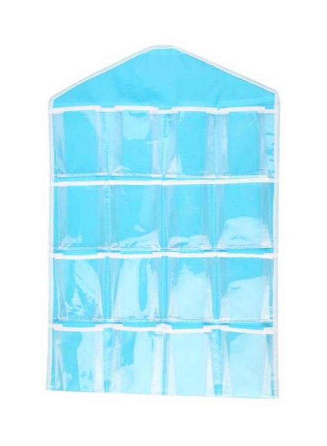 Generic Portable 16 Pockets Hanging Bag Toys Storage Tidy Wall Closet Organizer Light Blue 
