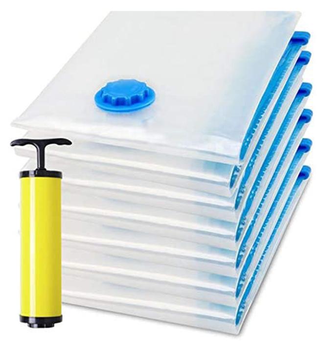 7-Piece Vacuum Space Saver Reusable Sealer Storage Bag With Suction Pump Multicolour 60x80cm - Image 1