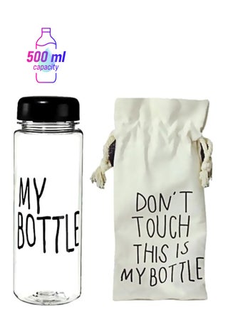 Quote Printed Water Bottle With Bag Black/Clear/Beige 19.5x6.5cm - pnsku/N24137559A/45/_/1747911411/bea9af68-f174-4c60-917e-6da363a36c98