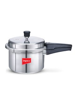 Impex 3 Litres Pressure Cooker with Outer Lid | Virgin Aluminium | Gas Stove Compatible | Quick and even heating | Lead-Free Safety Valve | For healthy cooking Silver 3Liters  - Image 1