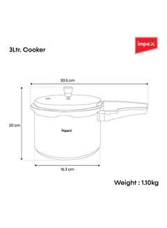 Aluminium Pressure Cooker With Outer Lid 3 Litre Capacity, Quick And Even Heating, Healthy Cooking, Induction And Gas Stove Compatible Silver 3Liters - pnsku/N24140290A/45/_/1717602804/05eb1d4a-9f3c-4db0-bb8e-1728aa82211a