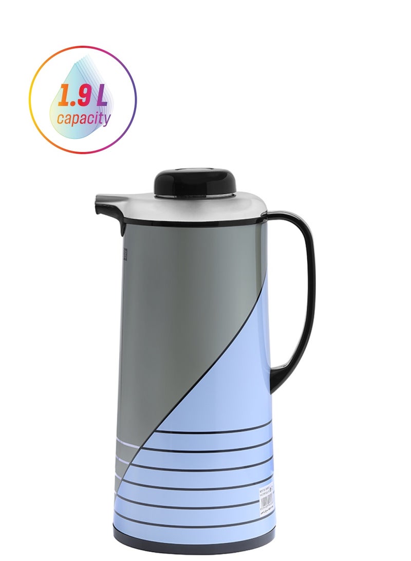 Royalford Vacuum Flask Double Wall 1900Ml 64Oz Asbestos Free Pink Glass Inner 14 Hours Hot 36 Hours Cold 12.5 X 14.3 X 32Cm Multicolor Silver/Blue/Gold - Assorted - Image 1