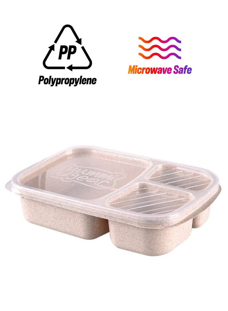 3-Grid Biodegradable Lunch Box Beige  - Image 1