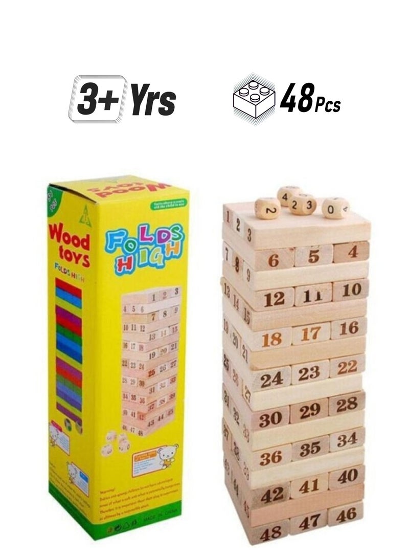 folds high - 48P 48-Piece Tower Building Block Toy 48 3+ Years - Image 1