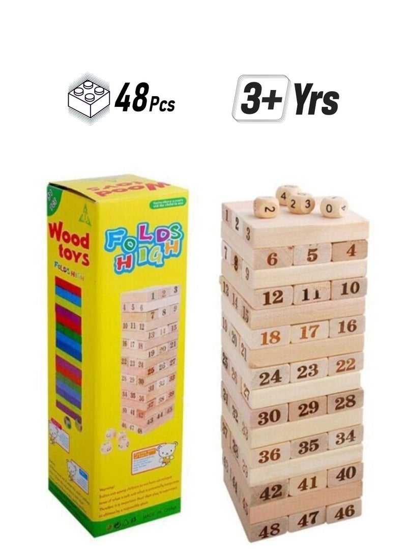 folds high 48P 48-Piece Tower Building Block Toy 48 3+ Years - Image 1