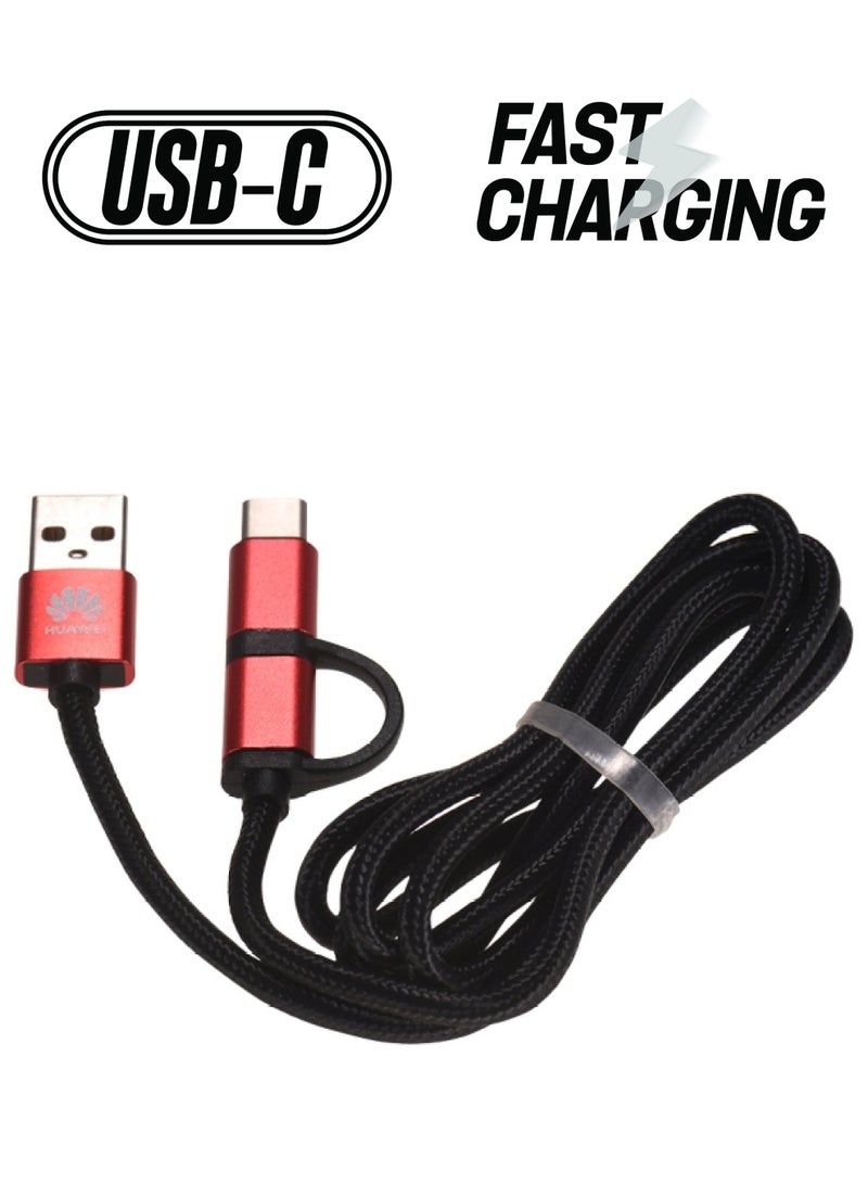 HUAWEI 2-In-1 USB Charging Cable For iPhone X 8 7 iPod iPad iOS Red/Black  - Image 1